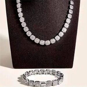 Elegant Silver CZ Necklace and Bracelet